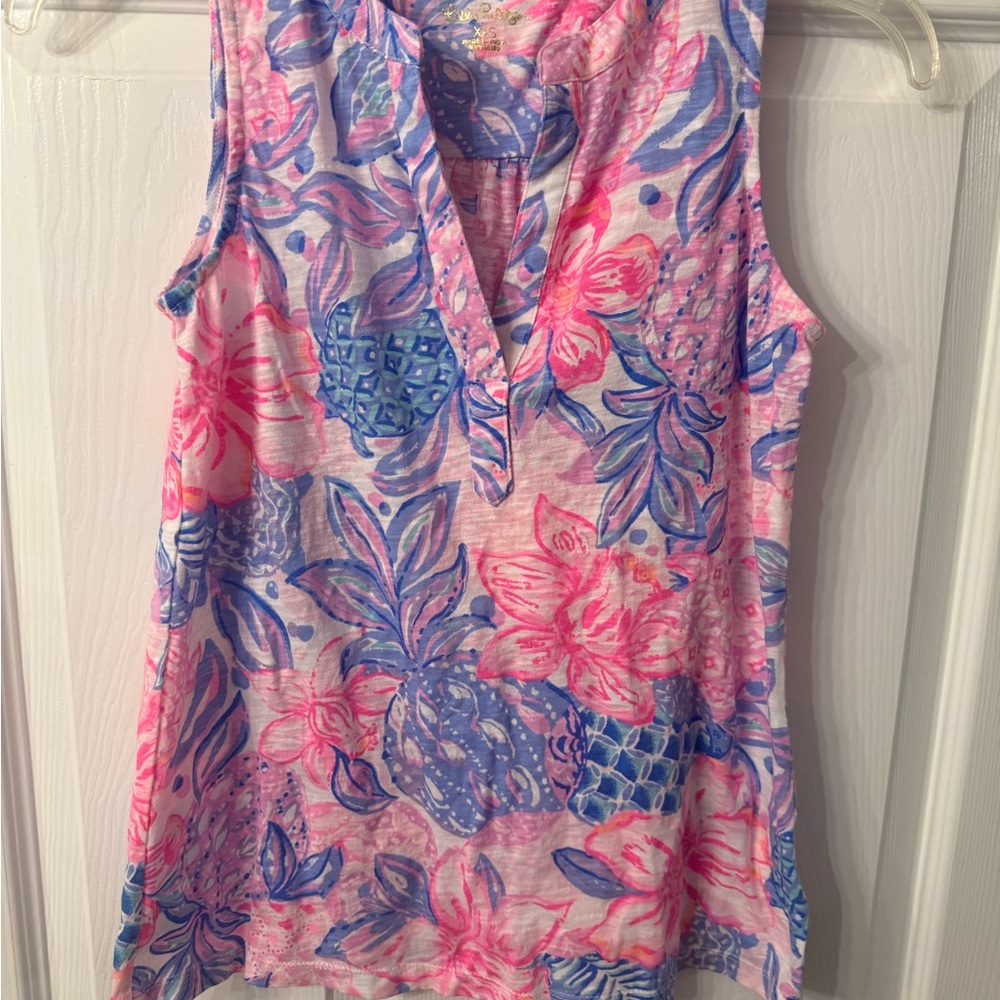 Lilly Pulitzer Pink and Blue Floral Tank Top